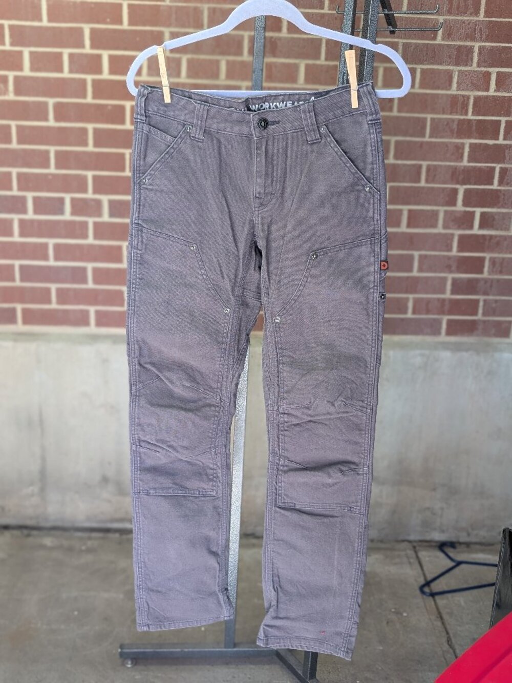 Dovetail Workwear Britt Utility Pants Women's 4/32 Gray Canvas Carpenter Work